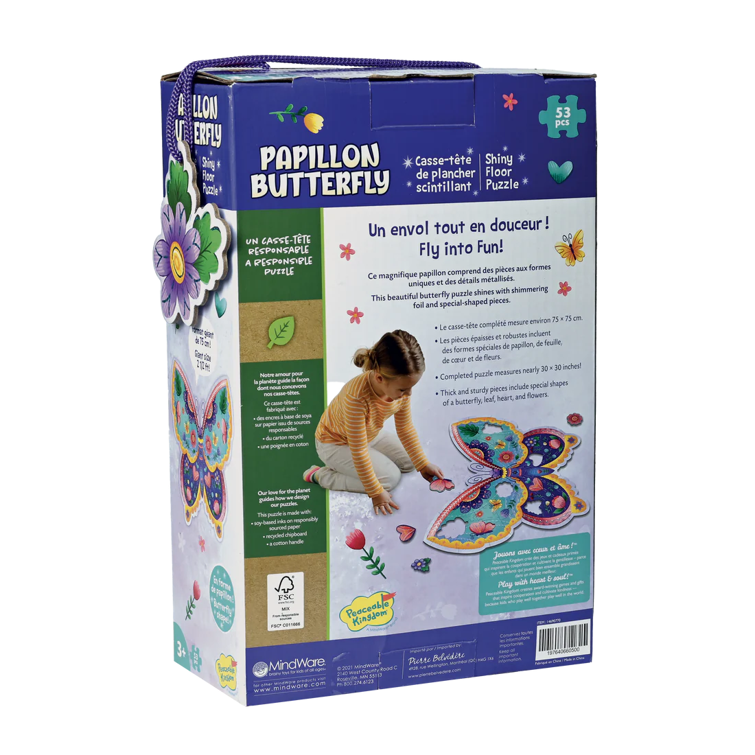Casse-tête de plancher scintillant – Papillon (53 pcs) -Casse-têtes- Boutique LeoLudo-Peaceable Kingdom
