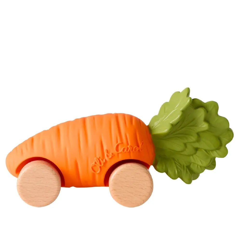 Cathy la carotte – Voiture jouet pour bébé - Jouets de dentition - Boutique LeoLudo - Oli & Carol