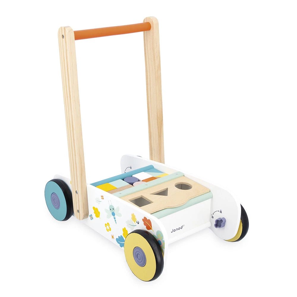 Chariot de marche Pure avec cubes en bois – Janod -Trotteurs- Boutique LeoLudo-Janod