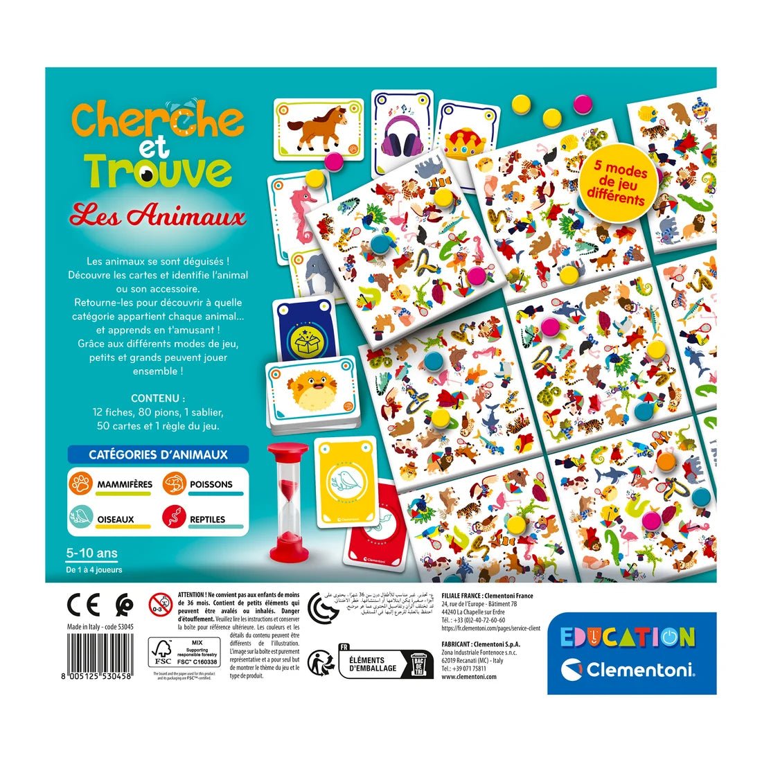 Cherche et trouve - Animaux -Jeux de société- Boutique LeoLudo-Clementoni
