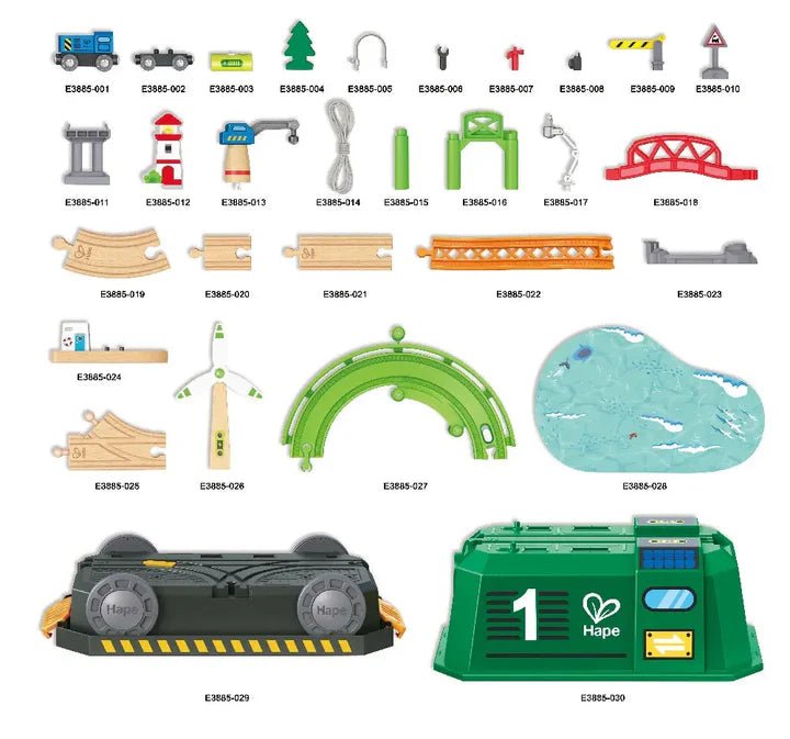 Circuit de train écologique avec boîte de rangement - Ensembles de jeu - Boutique LeoLudo - Hape