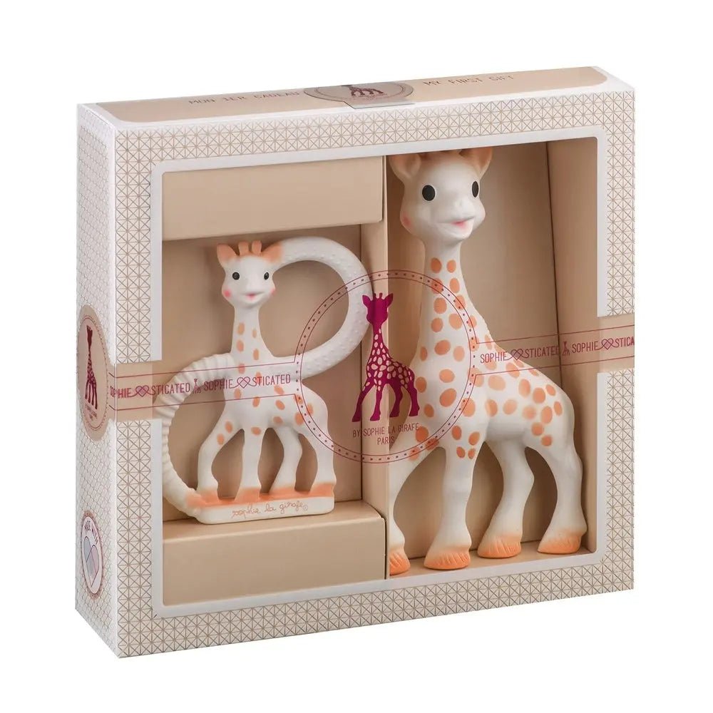 Coffret cadeau Sophiesticated (anneau de dentition + Sophie) - Jouets de dentition - Boutique LeoLudo - Sophie la girafe