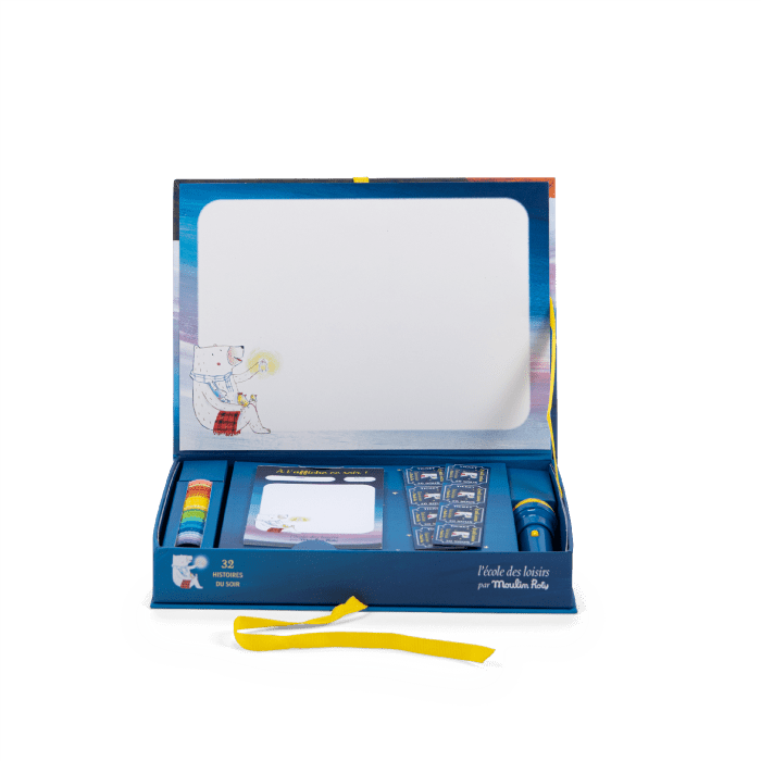 Coffret cinéma L'école des loisirs: 32 histoires du soir - Lampes à histoire - Boutique LeoLudo - Moulin Roty