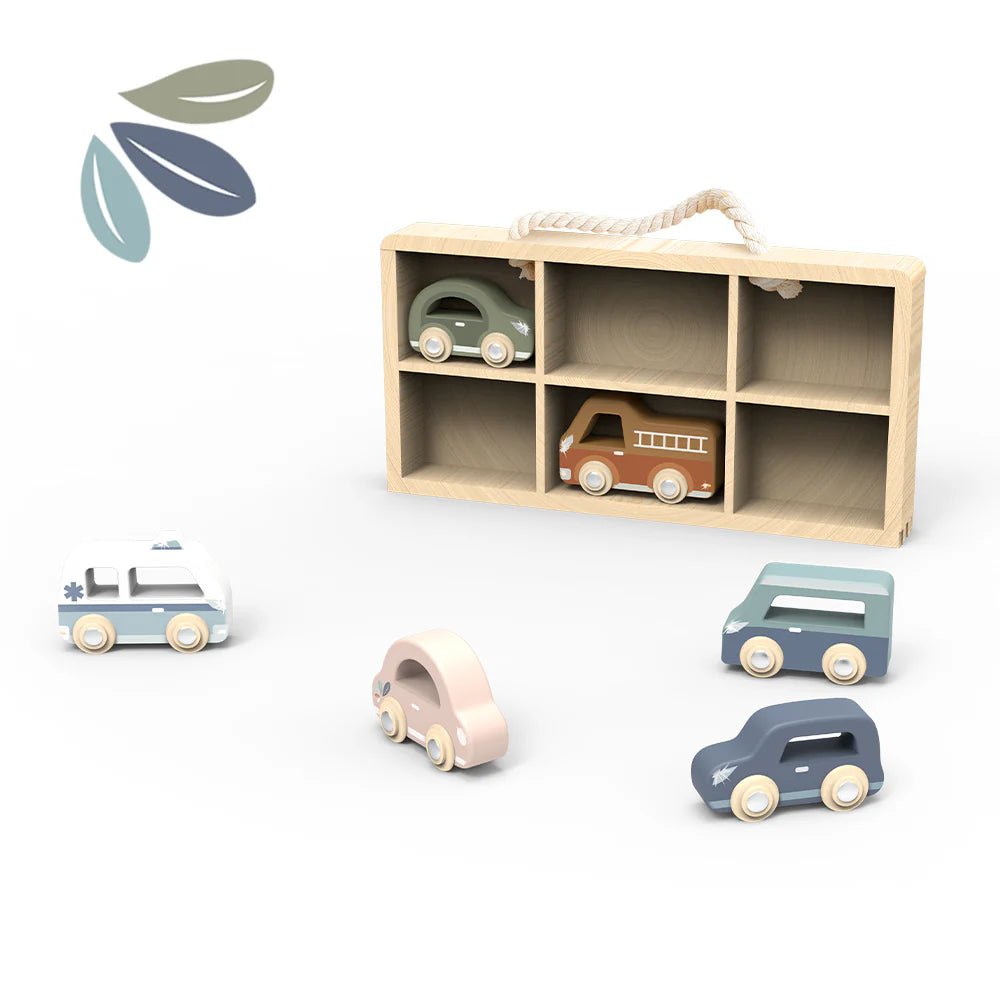 Coffret de 6 petites voitures en bois - Véhicules de jeu - Boutique LeoLudo - Speedy Monkey