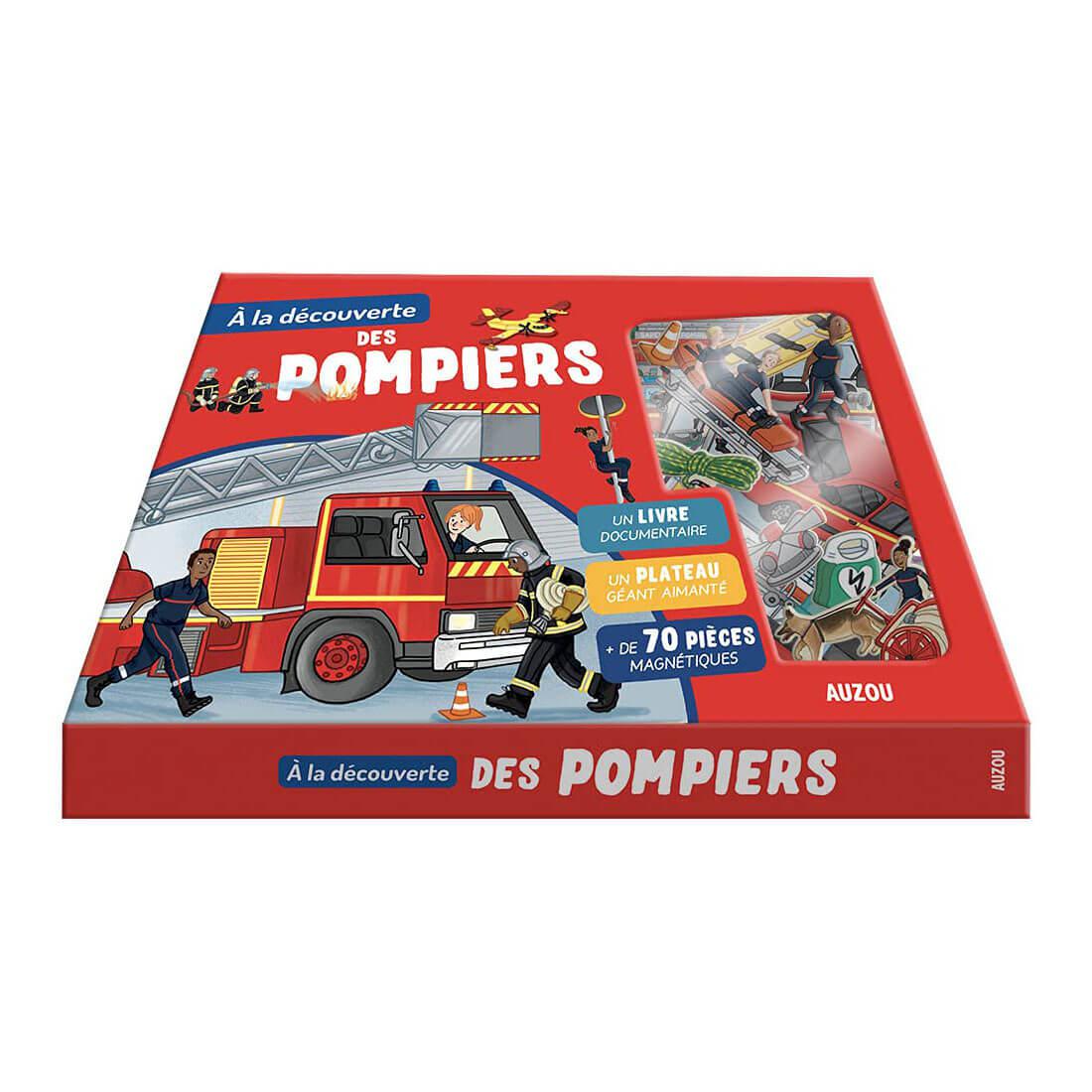 Coffret livre + aimants - À la découverte des pompiers-Auzou-Boutique LeoLudo