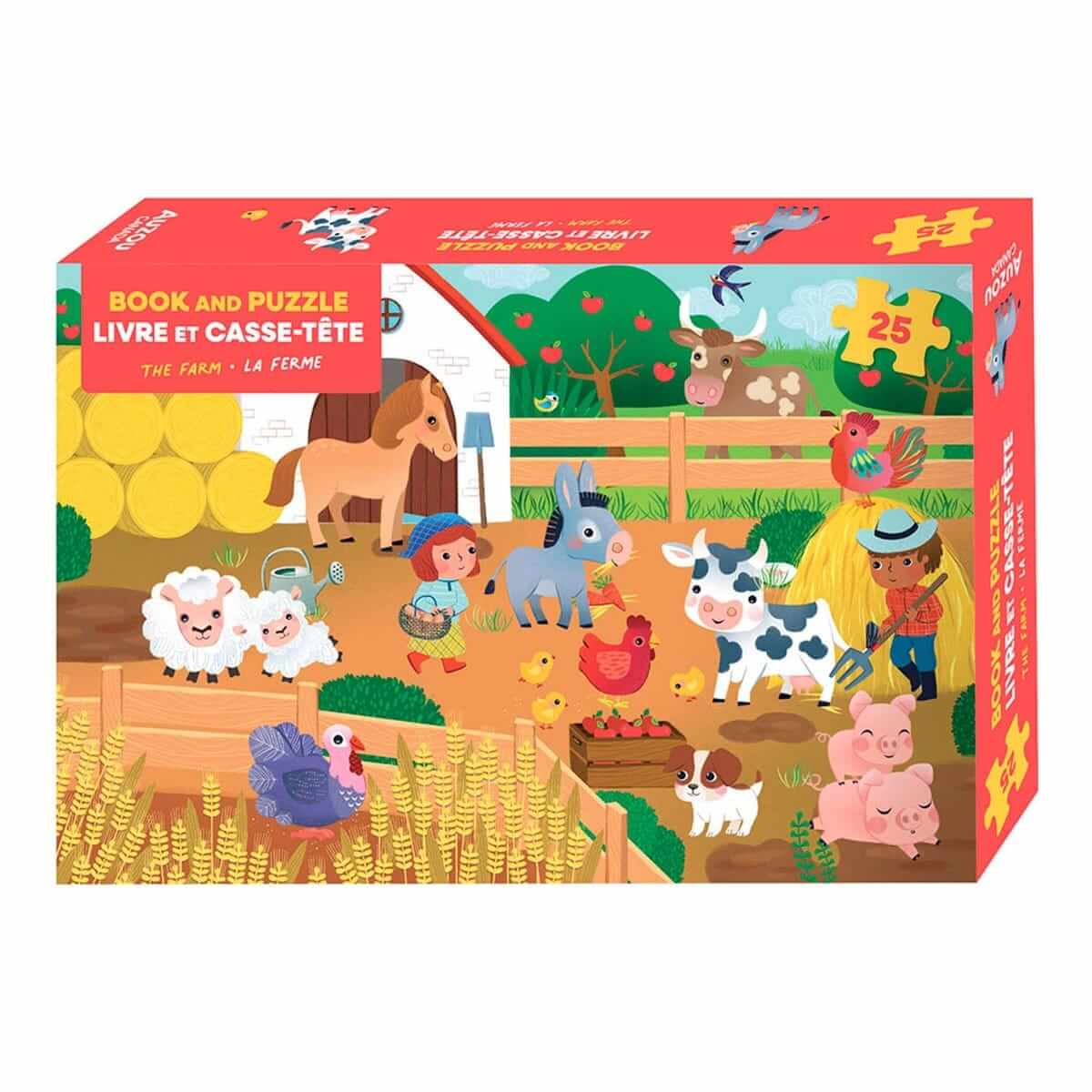 Coffret livre et casse - tête 25 pcs: La ferme - Casse - têtes - Boutique LeoLudo - Auzou