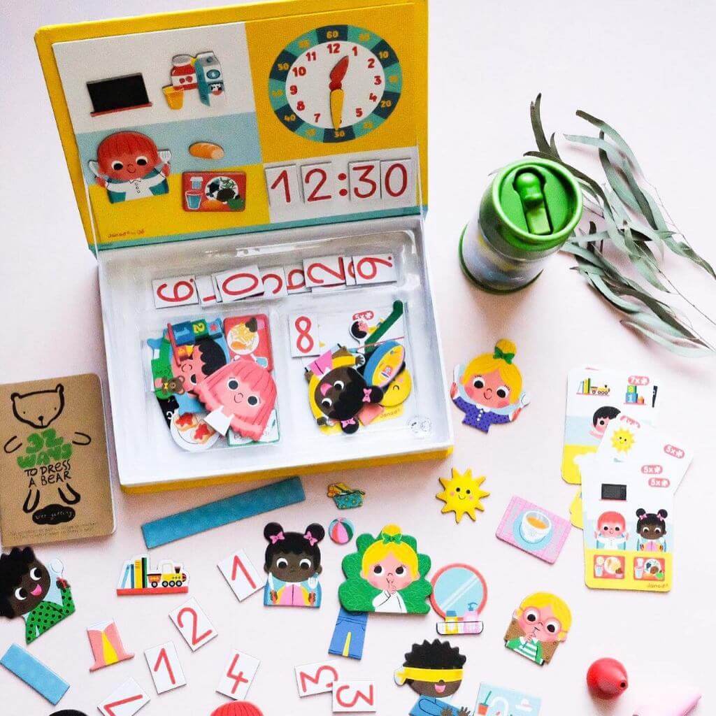 Coffret magnétique - J'apprends l'heure (75 mcx) - Jeux magnétiques - Boutique LeoLudo - Janod