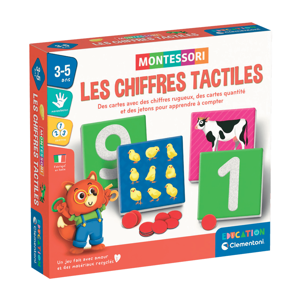 Coffret Montessori: les chiffres tactiles (v. FR) - Jeux éducatifs - Boutique LeoLudo - Clementoni