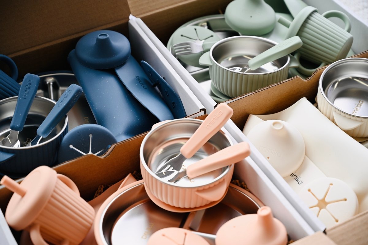 Coffret repas en acier inoxydable avec succion en silicone - choix de couleur -Ensembles cadeaux- Boutique LeoLudo-Minika