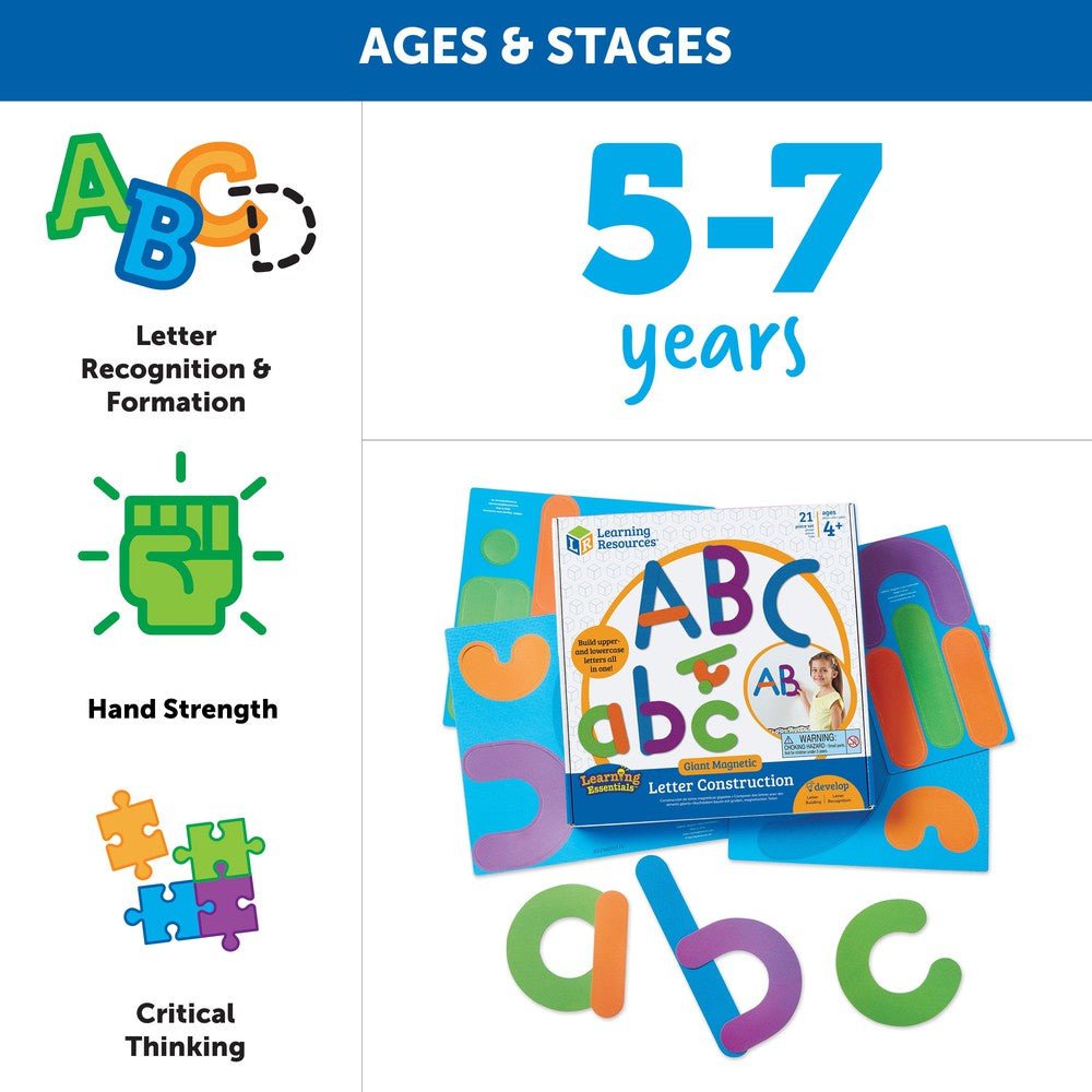 Construction magnétique de lettres géantes (21 pcs) - Jeux éducatifs - Boutique LeoLudo - Learning Resources
