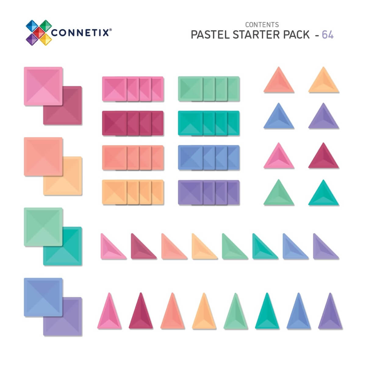 Construction magnétique - Kit de démarrage Pastel (64 pcs) - Jeux de construction - Boutique LeoLudo - Connetix