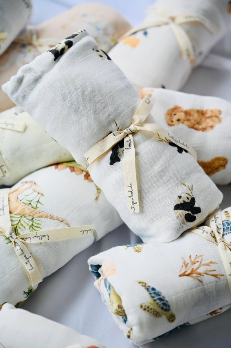 Couverture en mousseline de bambou – Pandas -Couvertures- Boutique LeoLudo-LeoLudo