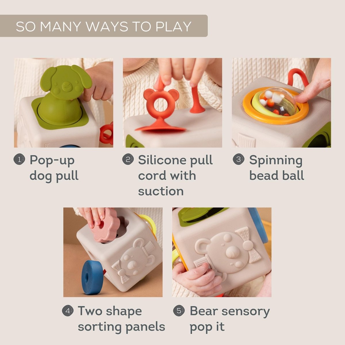 Cube en silicone Peek & Play -Jouets d'éveil- Boutique LeoLudo-Taf Toys
