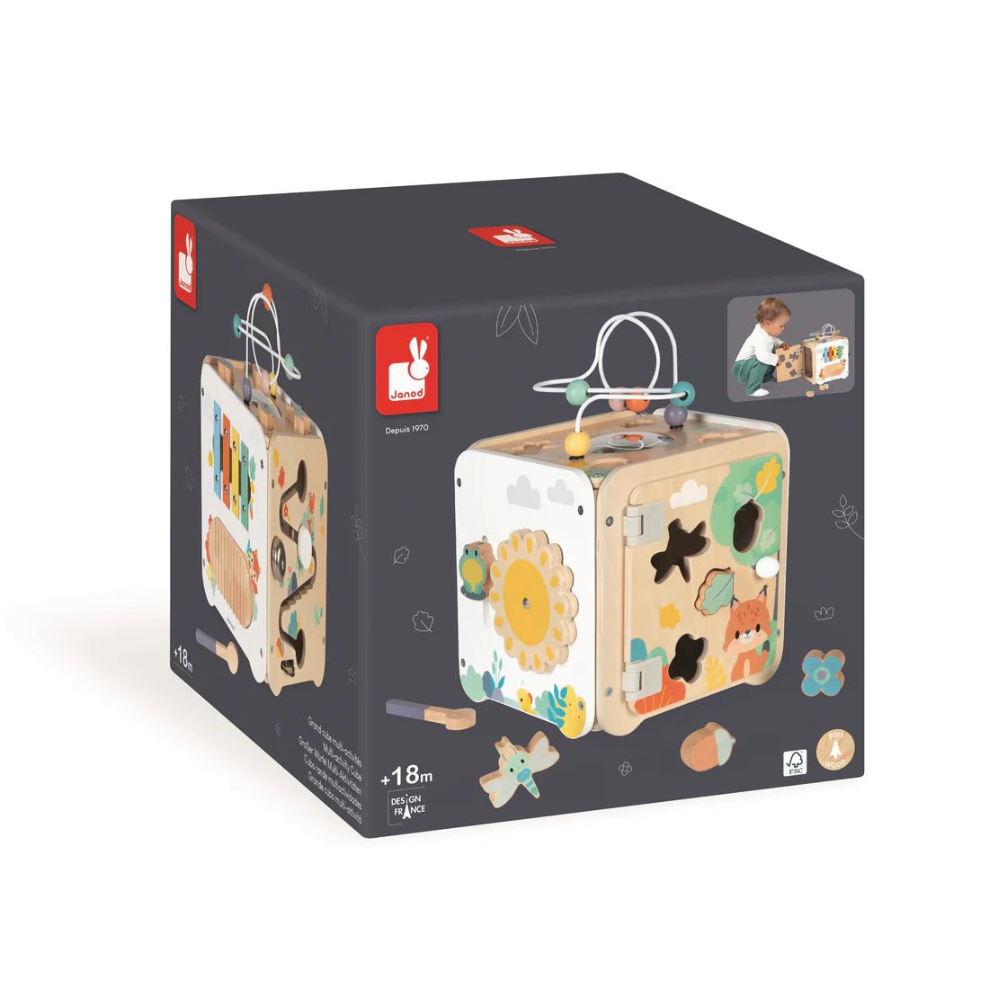 Cube multi - activités Pure - Jouets d'éveil - Boutique LeoLudo - Janod