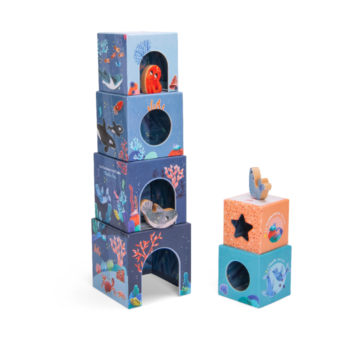 Cubes gigognes empilables Aventures de Paulie - Jouets à trier & empiler - Boutique LeoLudo - Moulin Roty