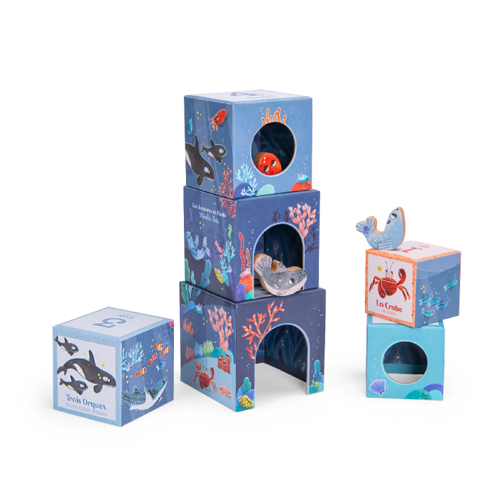Cubes gigognes empilables Aventures de Paulie - Jouets à trier & empiler - Boutique LeoLudo - Moulin Roty