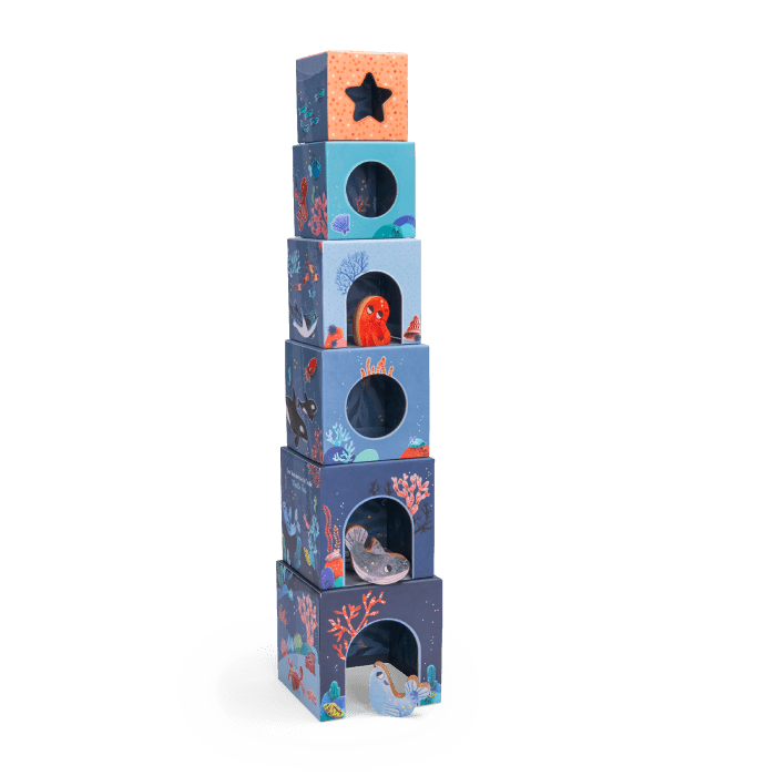Cubes gigognes empilables Aventures de Paulie - Jouets à trier & empiler - Boutique LeoLudo - Moulin Roty