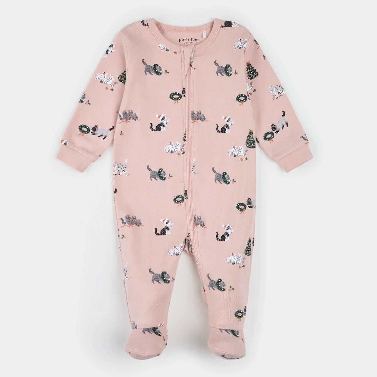 Dormeuse rose pivoine à imprimé chats festifs -Vêtements- Boutique LeoLudo-Petit Lem