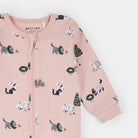 Dormeuse rose pivoine à imprimé chats festifs -Vêtements- Boutique LeoLudo-Petit Lem