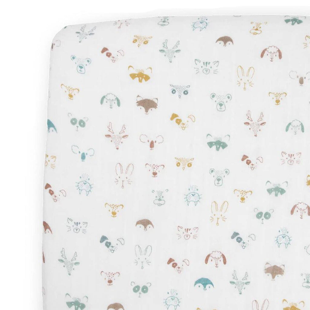 Drap contour en mousseline pour lit de bébé - Animal Crowd-Little Unicorn-Boutique LeoLudo
