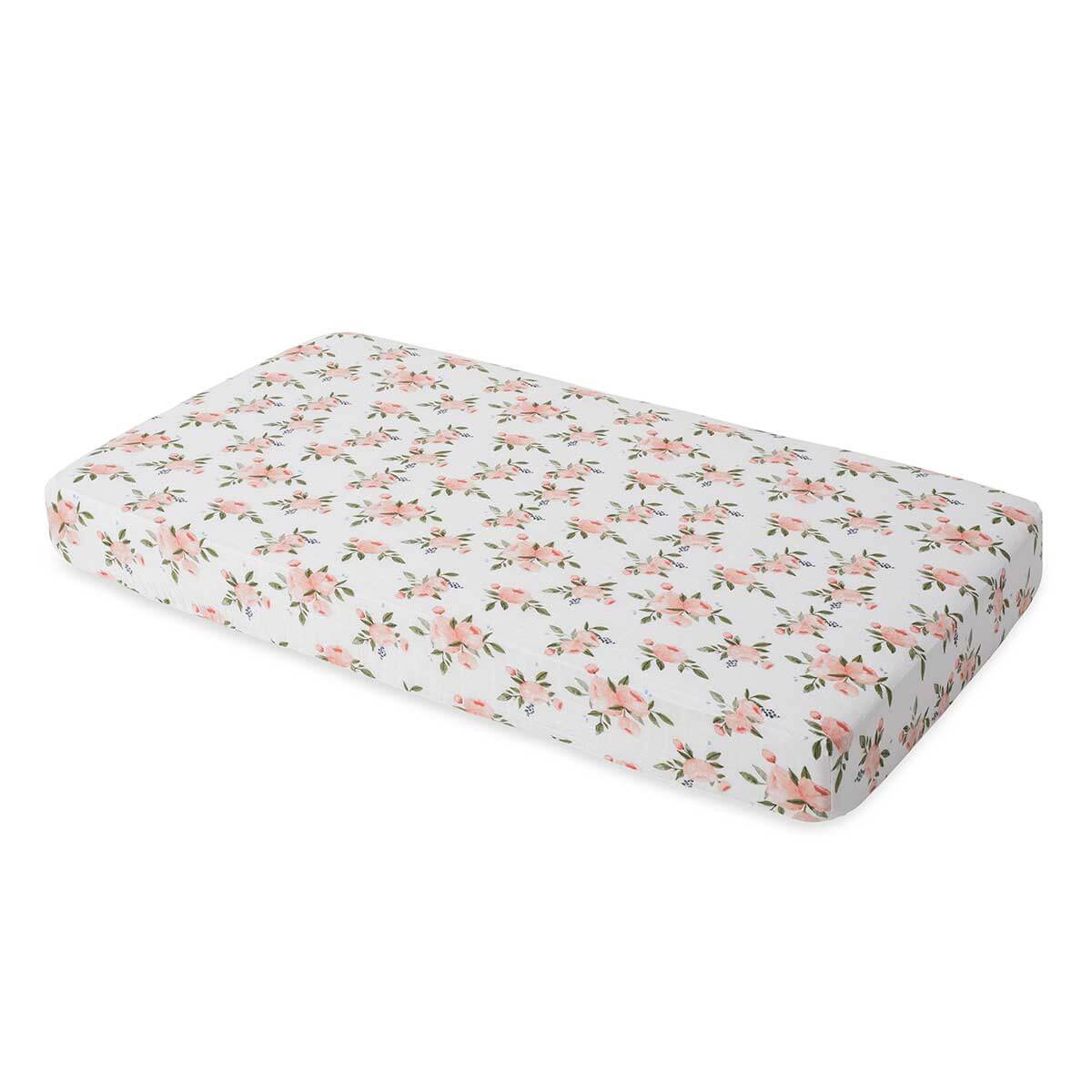 Drap contour en mousseline pour lit de bébé - Watercolor Roses - Literie - Boutique LeoLudo - Little Unicorn