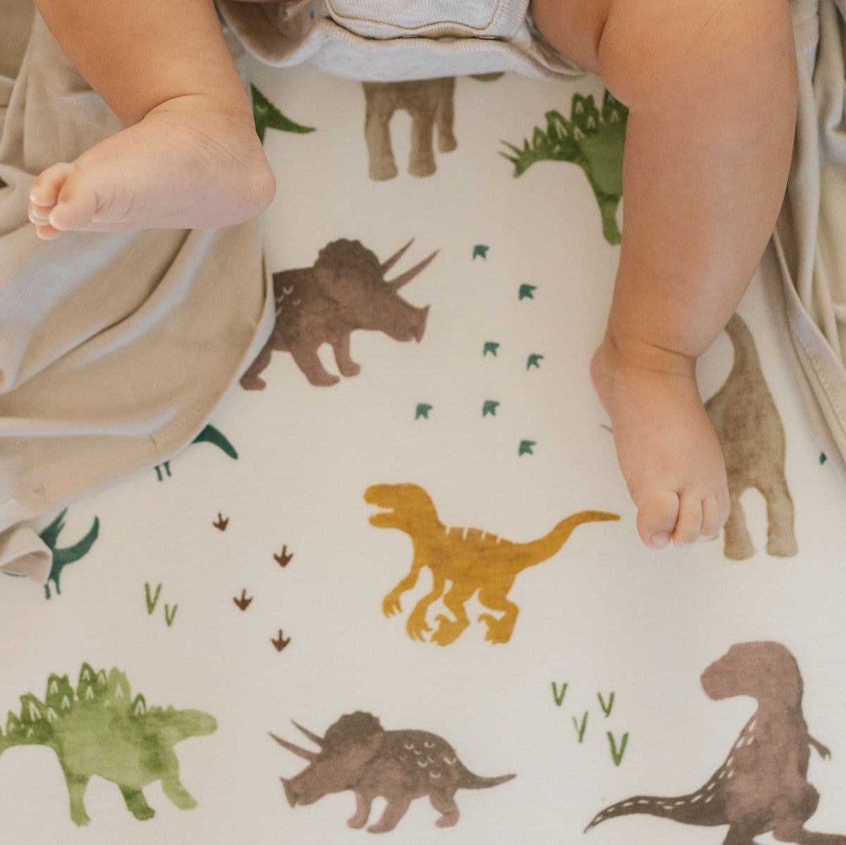 Drap de lit en tricot extensible - Dino Pals - Literie - Boutique LeoLudo - Little Unicorn
