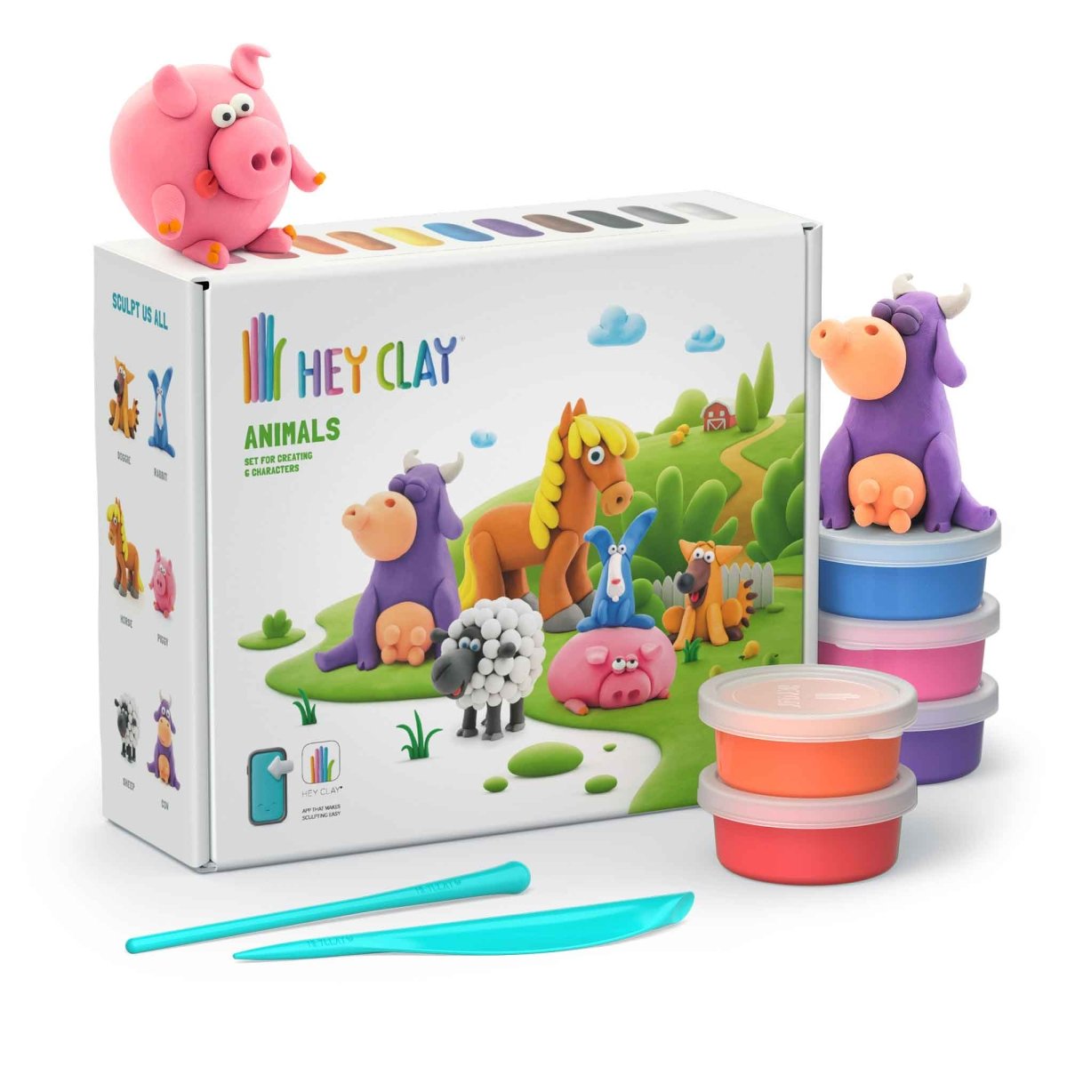 Ensemble d'argile à modeler - Les animaux - Art & bricolage - Boutique LeoLudo - Hey Clay