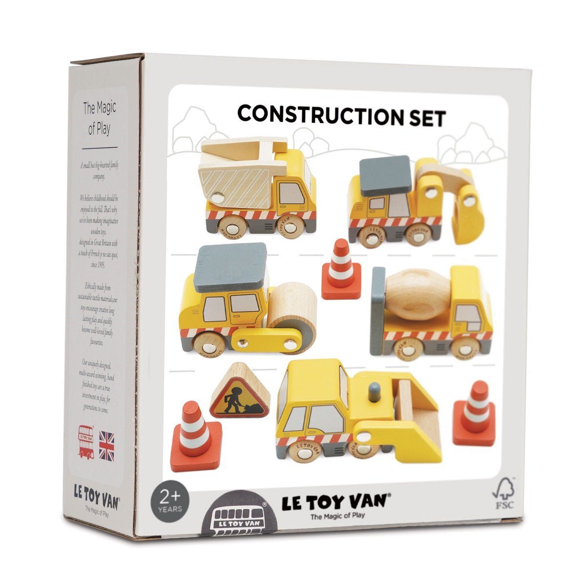 Ensemble de 5 véhicules de construction en bois - Véhicules de jeu - Boutique LeoLudo - Le Toy Van