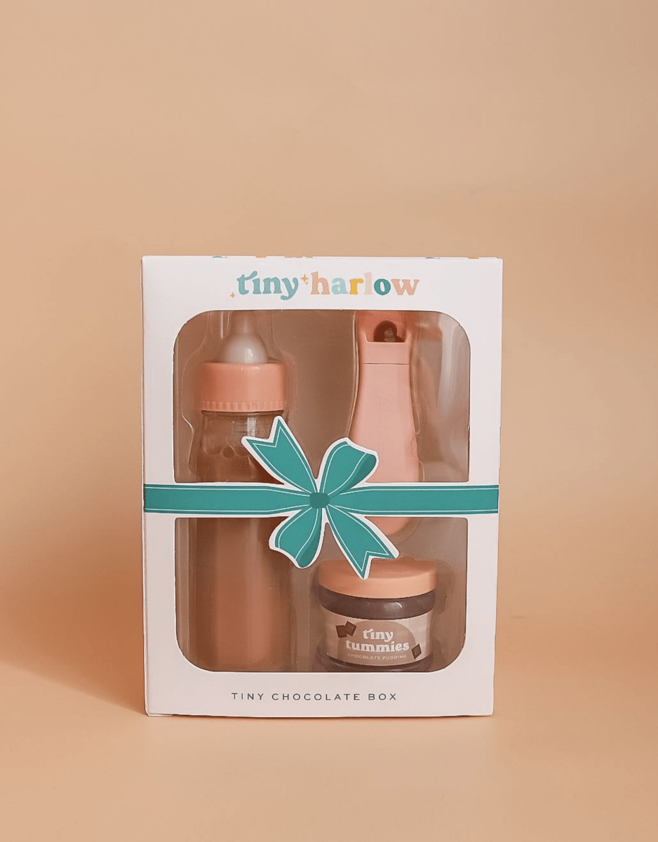 Ensemble de pudding Tiny Tummies et bouteille de lait pour poupée - Chocolat - Tiny Harlow - Accessoires poupée - Boutique LeoLudo - Tiny Harlow