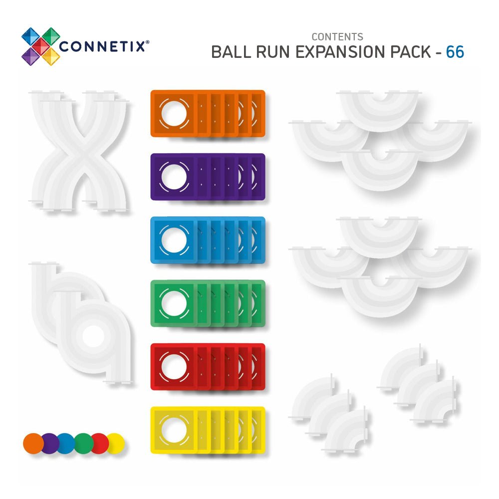 Ensemble d'expansion Ball Run Arc-en-ciel (66 pcs) -Jeux de construction- Boutique LeoLudo-Connetix