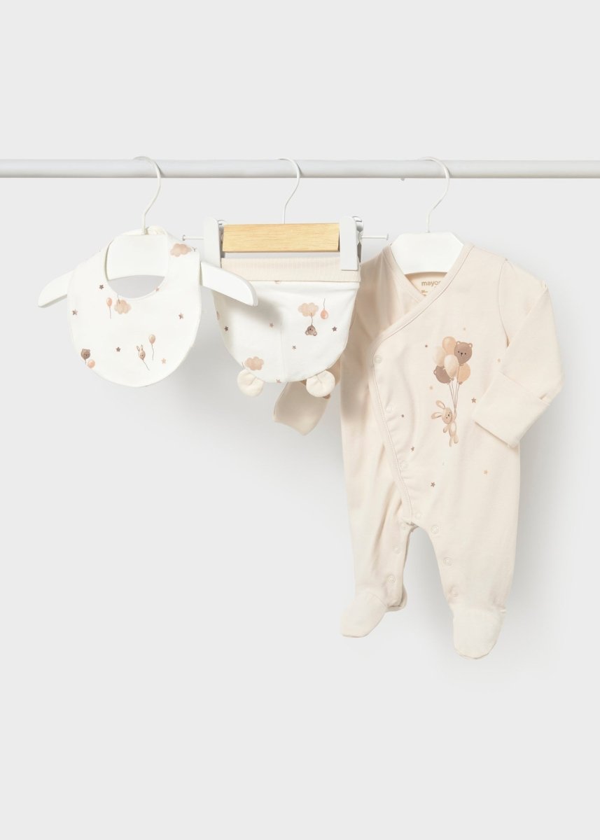 Ensemble naissance 3 pièces Mayoral – Écru -Vêtements- Boutique LeoLudo-Mayoral