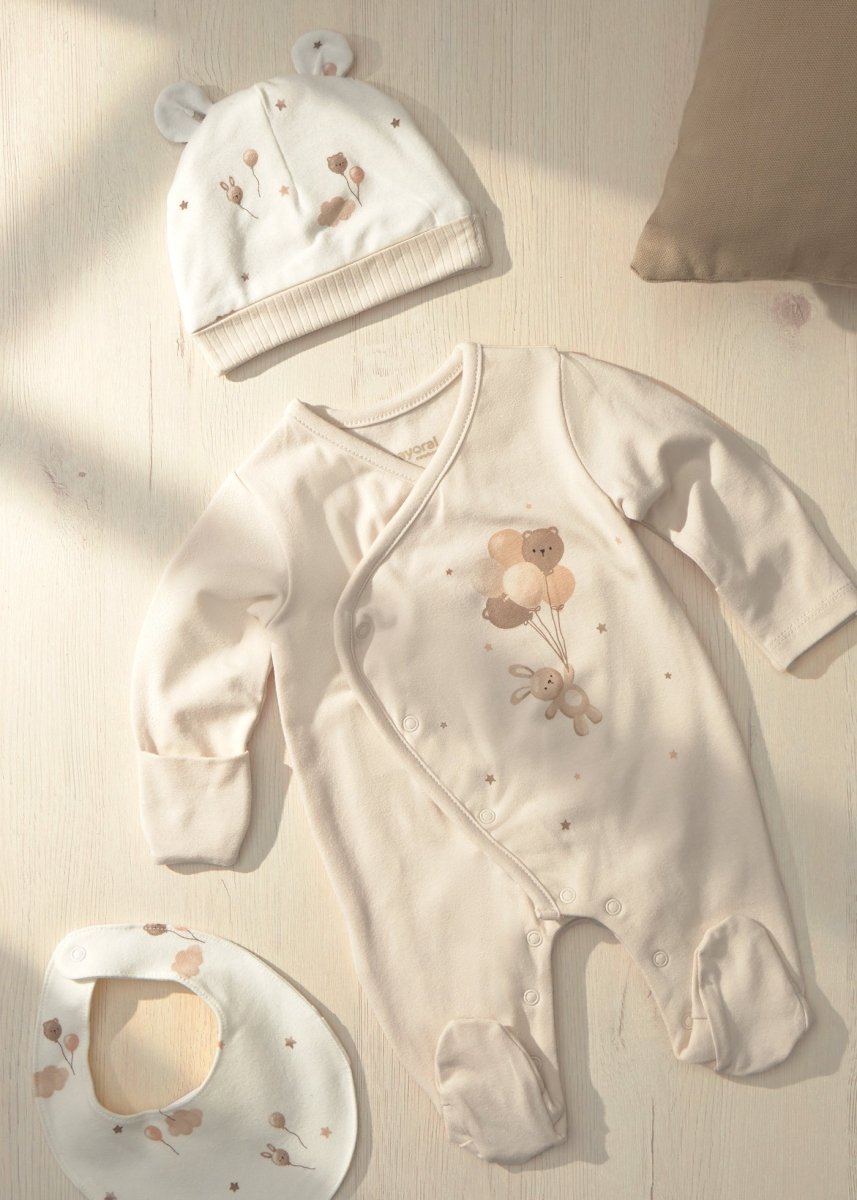 Ensemble naissance 3 pièces Mayoral – Écru -Vêtements- Boutique LeoLudo-Mayoral