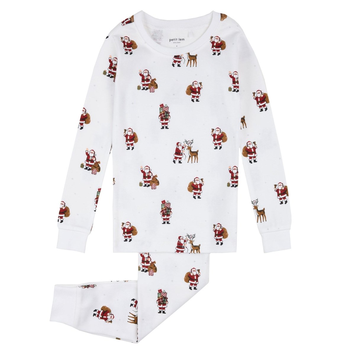 Ensemble pyjama blanc cassé à imprimé nuit du Père Noël -Vêtements- Boutique LeoLudo-Petit Lem