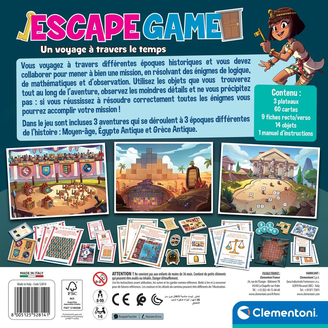 Escape Game – Un voyage à travers le temps -Jeux de société- Boutique LeoLudo-Clementoni
