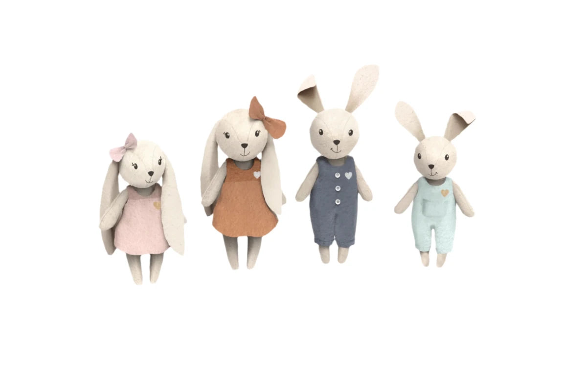 Famille de lapins en tissu - Figurines - Boutique LeoLudo - Speedy Monkey