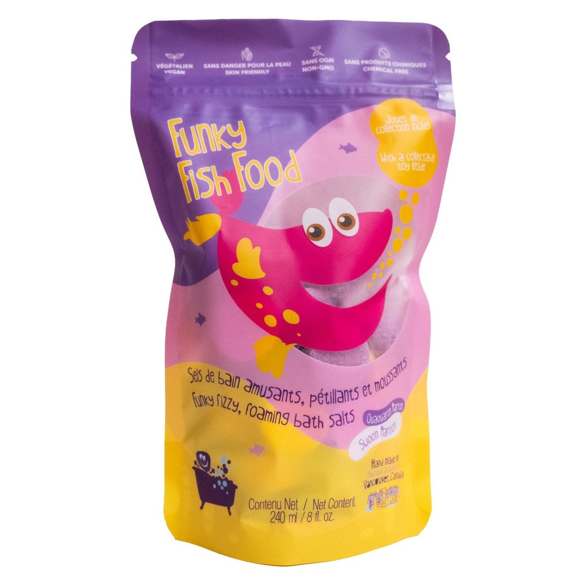 Funky Fish Food — Sels de bain moussants Swoon Maroon avec figurine marine - Jouets de bain - Boutique LeoLudo - Loot