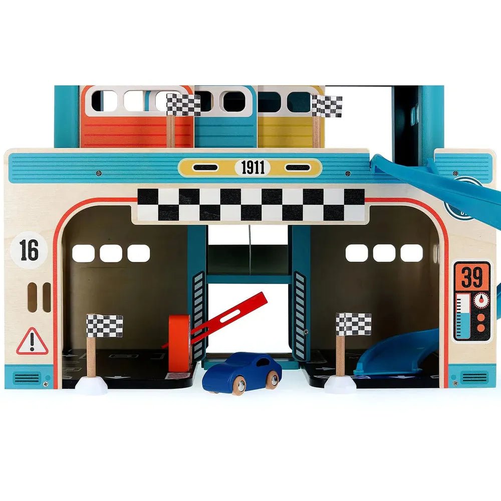 Garage en bois vintage à étages pour petites voitures - Ensembles de jeu - Boutique LeoLudo - Vilac