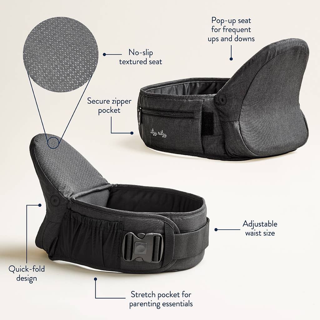 Itzy Hold & Fold™ – Porte-bébé siège de hanche -Équipement bébé- Boutique LeoLudo-Itzy Ritzy Canada