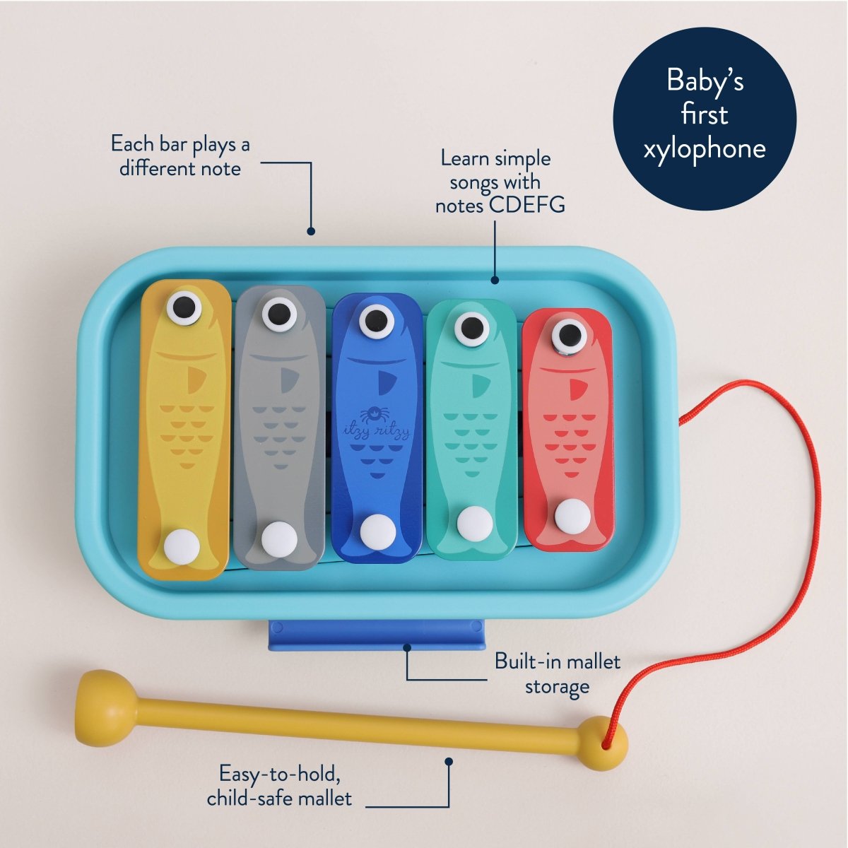 Itzy Music School – Xylophone « Sardines » -Jouets d'éveil- Boutique LeoLudo-Itzy Ritzy Canada