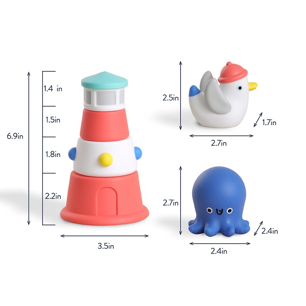 Itzy Stack & Squirt™ – Phare et animaux de bain -Jouets de bain- Boutique LeoLudo-Itzy Ritzy Canada