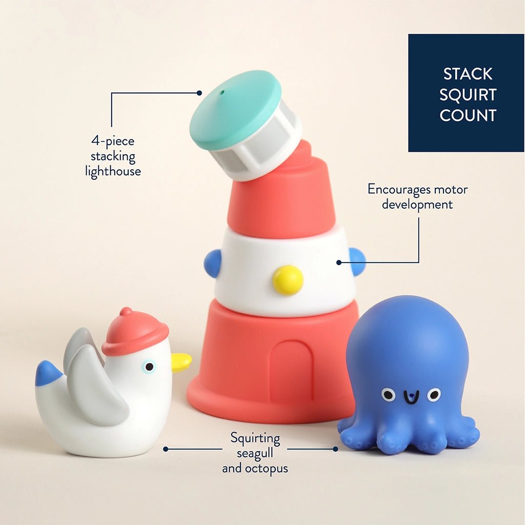 Itzy Stack & Squirt™ – Phare et animaux de bain -Jouets de bain- Boutique LeoLudo-Itzy Ritzy Canada