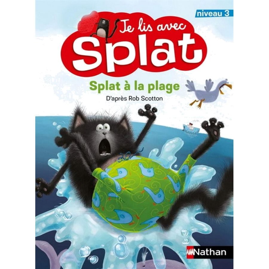 Je lis avec Splat - Splat à la plage (niveau 3) - Livres - Boutique LeoLudo - Nathan