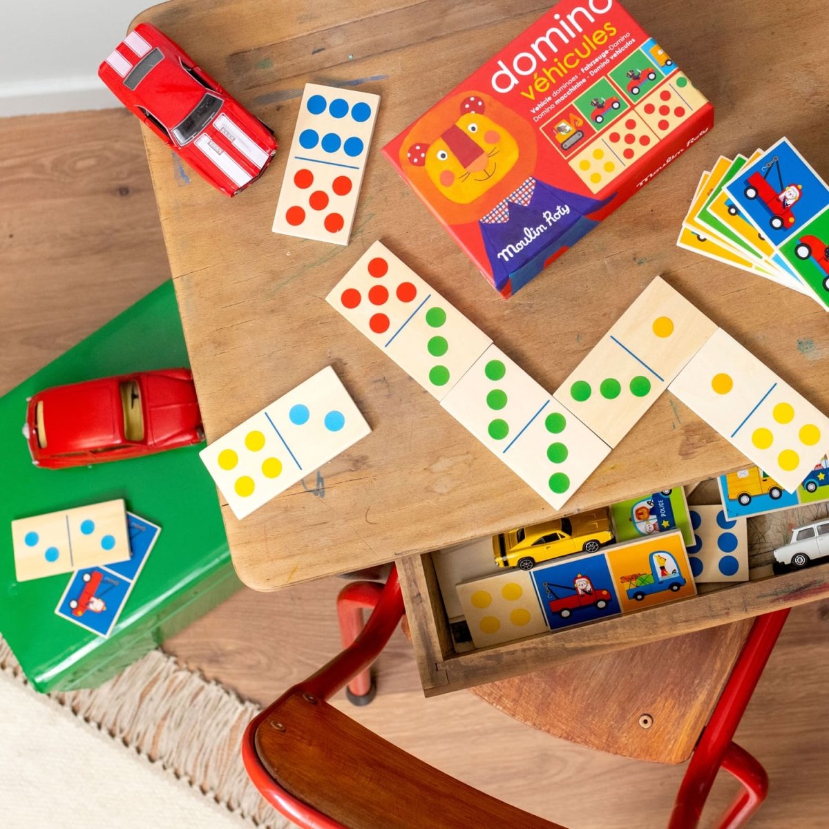 Jeu de dominos véhicules en bois - Les Popipop -Jeux de société- Boutique LeoLudo-Moulin Roty