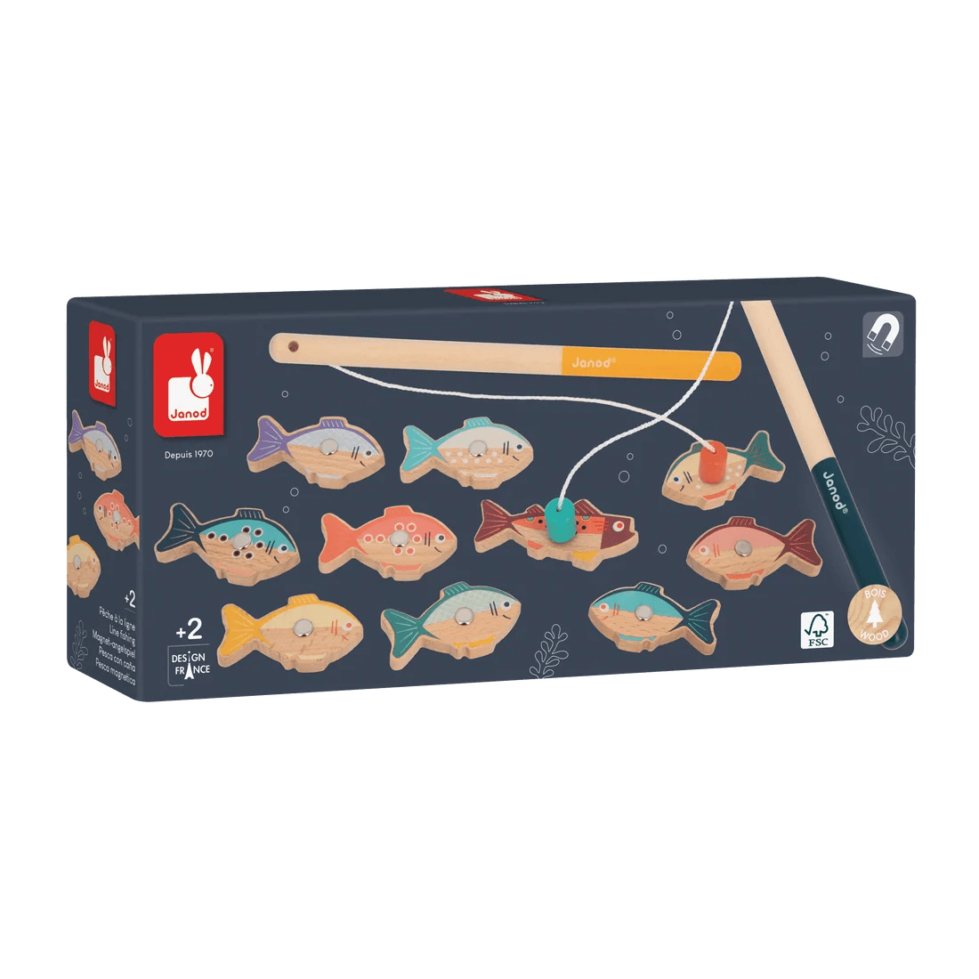 Jeu de pêche magnétique en bois – Janod -Jeux d'adresse- Boutique LeoLudo-Janod