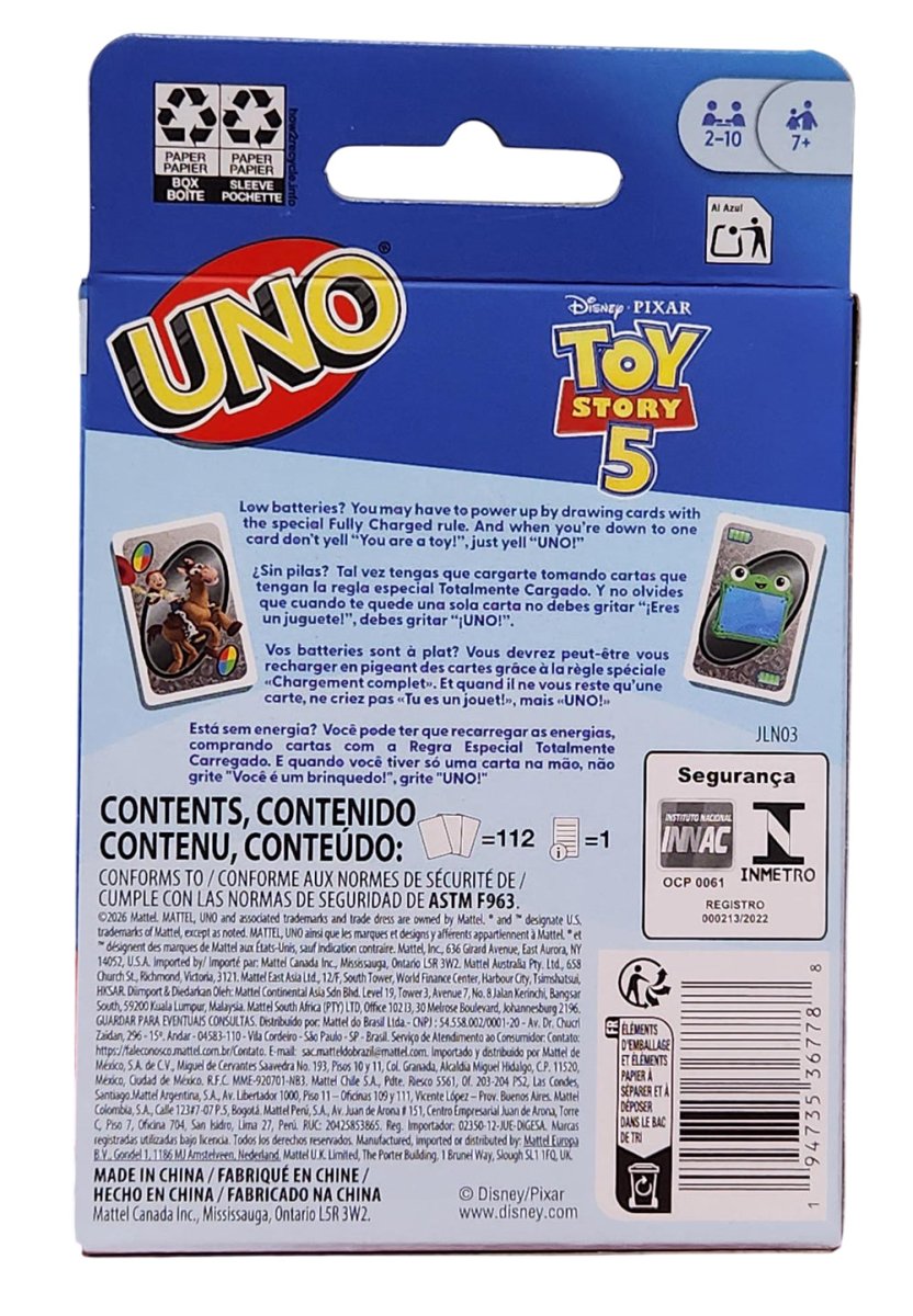 Jeu Uno - Toy Story 5 -Jeux de société- Boutique LeoLudo-Mattel