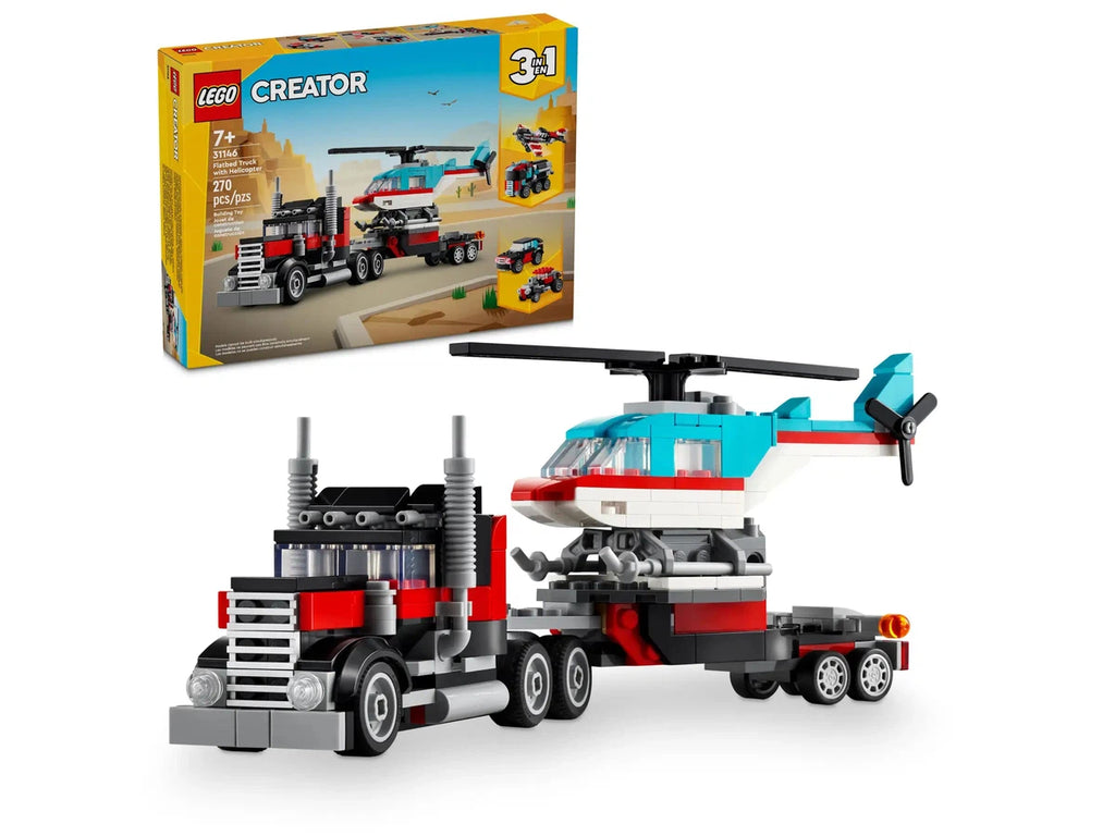 Remorque à plateforme avec hélicoptère (270 pcs)-LEGO-Boutique LeoLudo