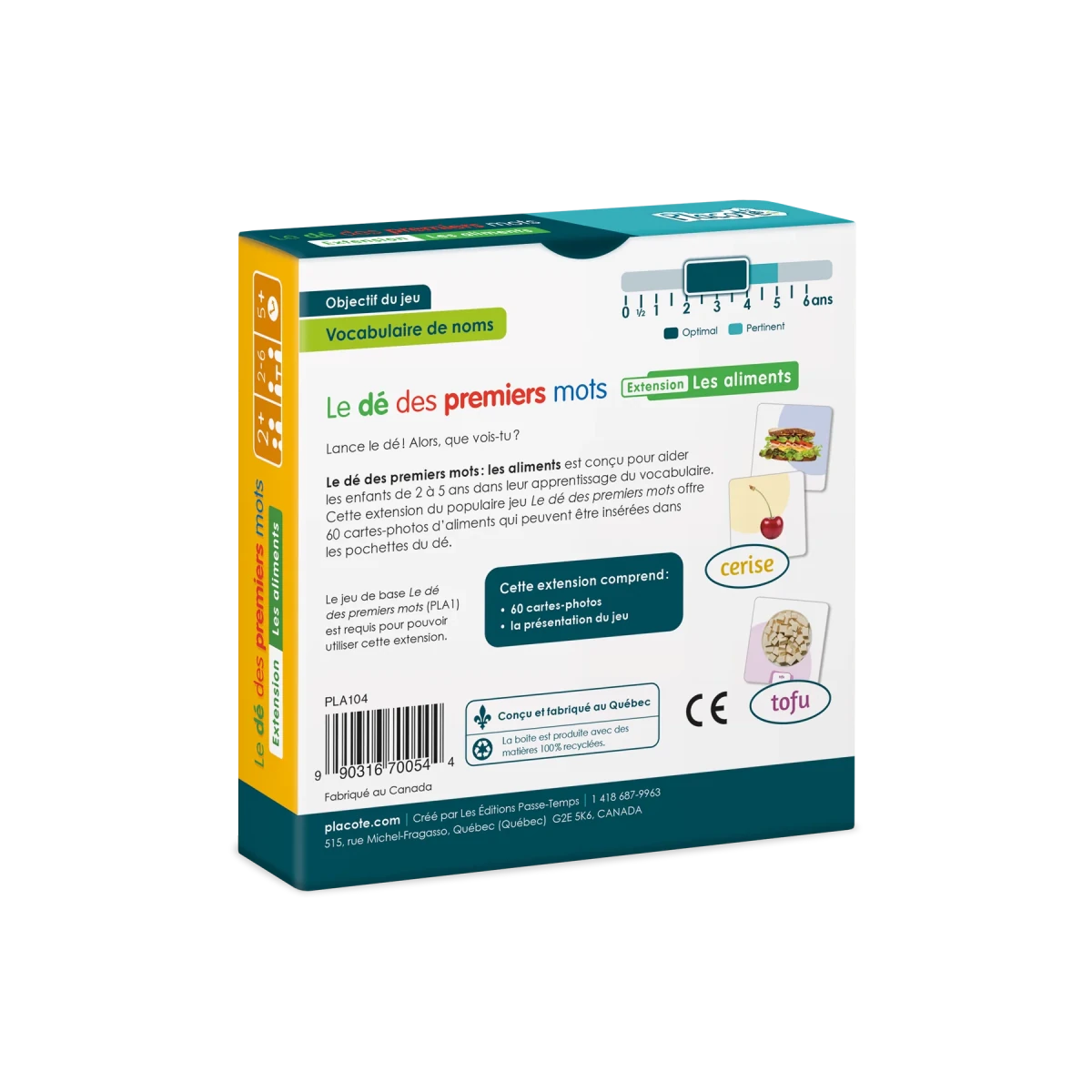 Le dé des premiers mots - Les aliments [extension du Dé des premiers mots] -Jeux éducatifs- Boutique LeoLudo-Placote