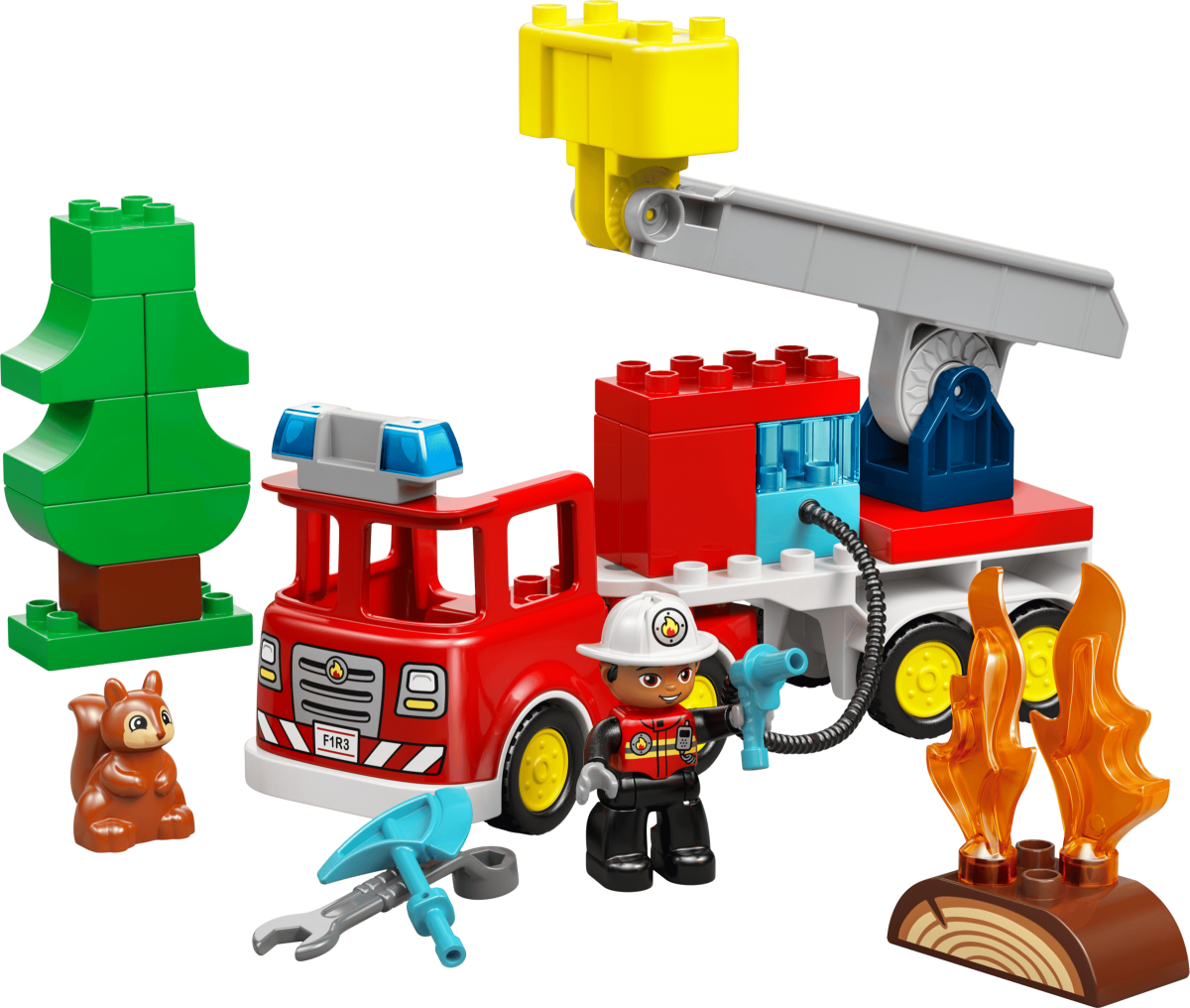 LEGO® DUPLO® Camion de pompier avec lance et pompier – Jeu de construction 2 ans+ - Ensembles de jeu - Boutique LeoLudo - LEGO