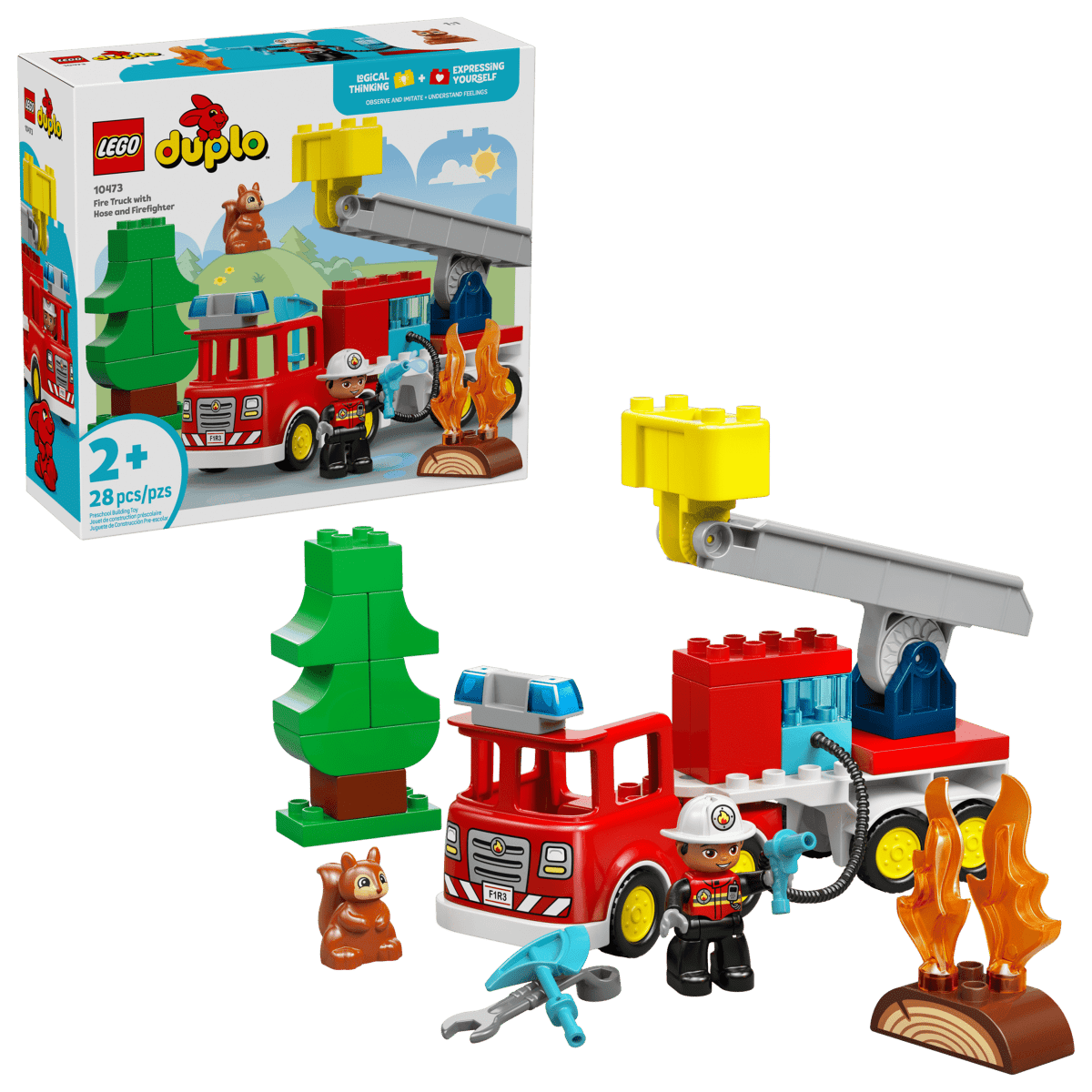 LEGO® DUPLO® Camion de pompier avec lance et pompier – Jeu de construction 2 ans+ - Ensembles de jeu - Boutique LeoLudo - LEGO
