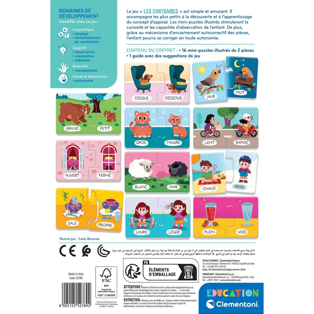 Les Contraires – Jeu éducatif -Jeux éducatifs- Boutique LeoLudo-Clementoni